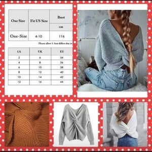 Twist-back sweater rust one size